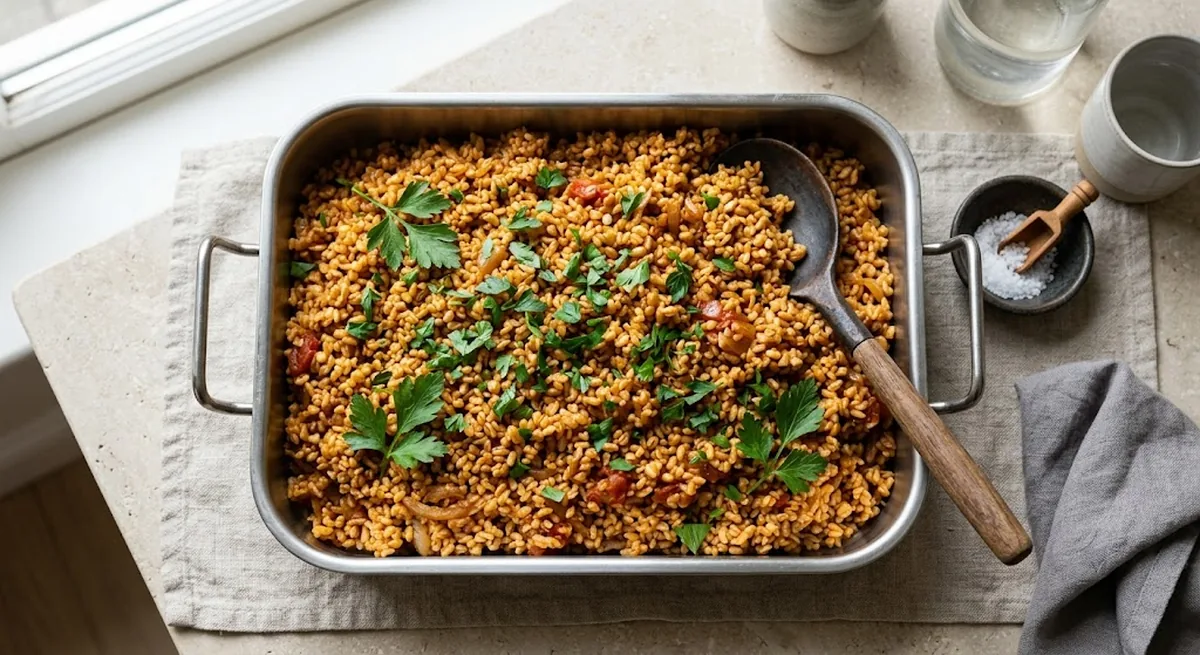 Bulgur Pilaf — halal catering in Los Angeles · Carthage Kitchen