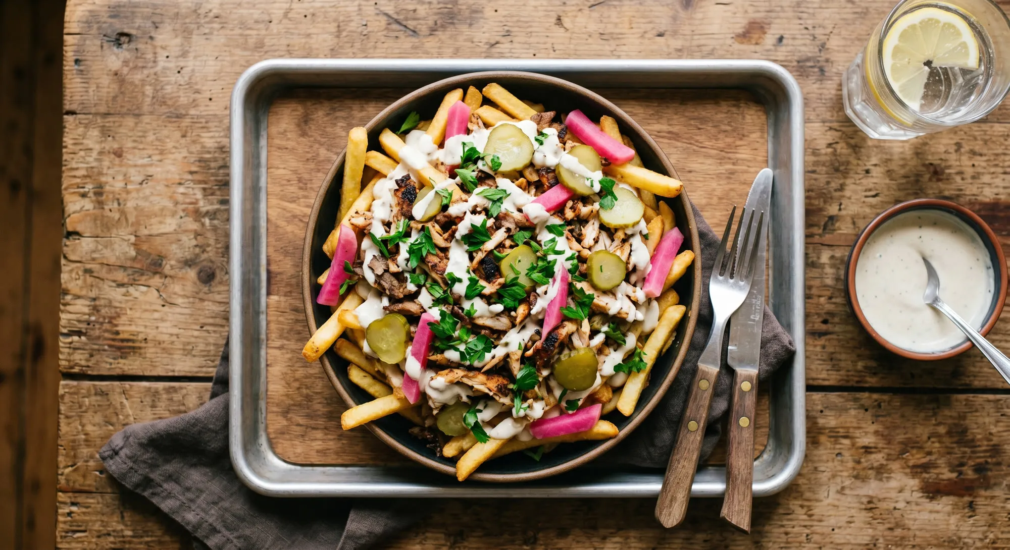 Loaded Mediterranean Fries — halal catering in Los Angeles · Carthage Kitchen