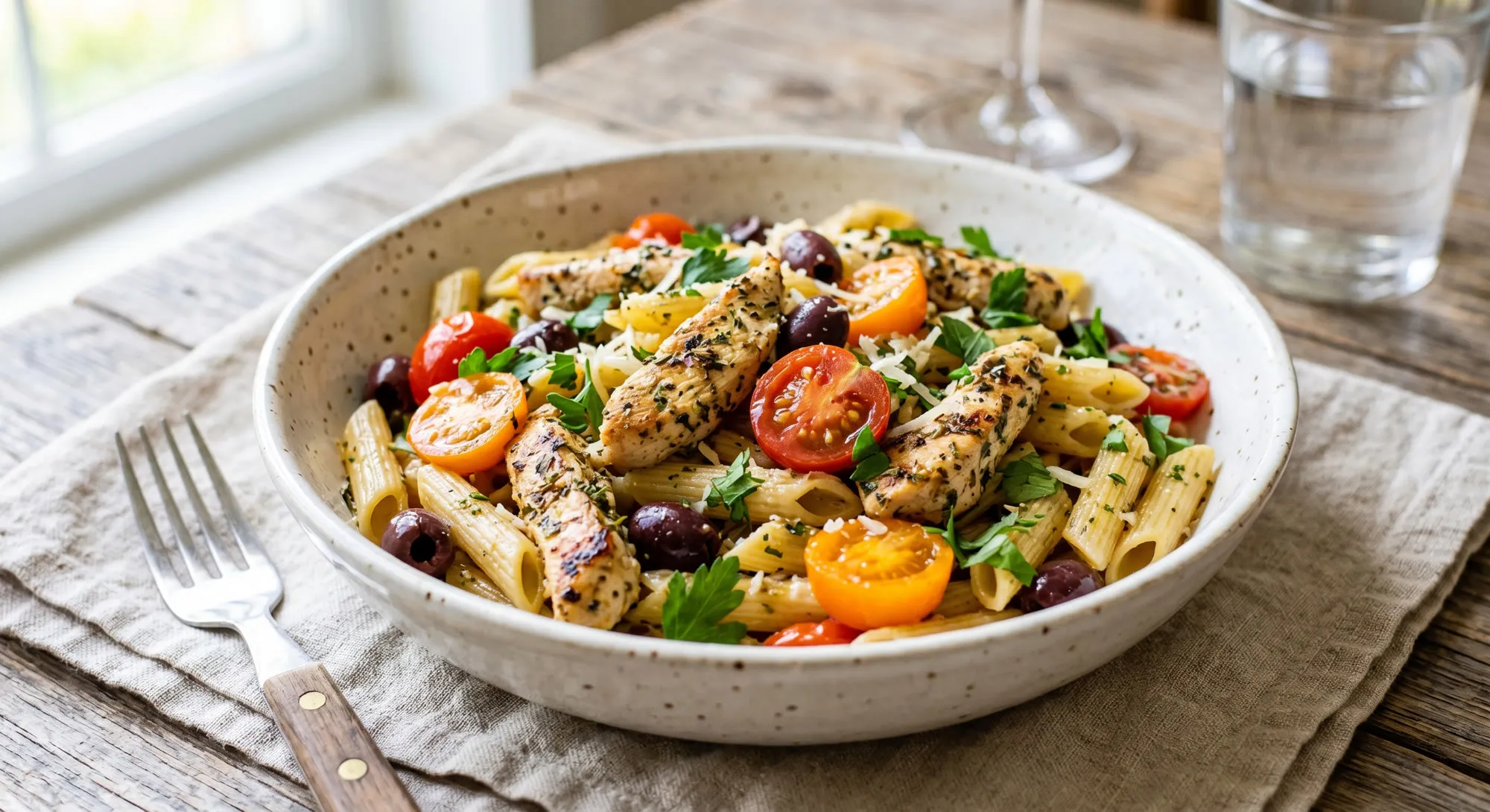 Mediterranean Chicken Pasta — halal catering in Los Angeles · Carthage Kitchen