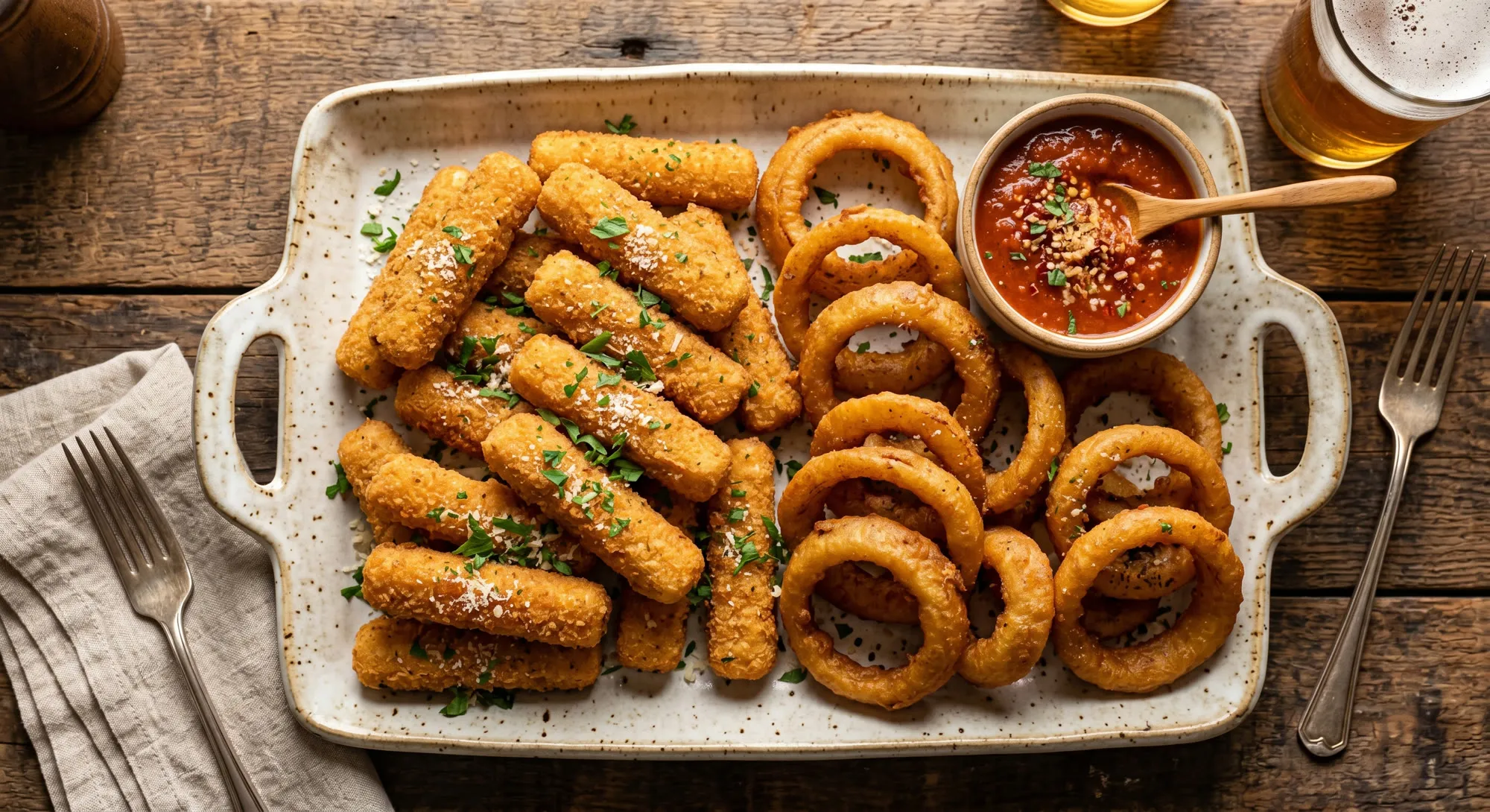 Mozzarella Sticks & Onion Rings — halal catering in Los Angeles · Carthage Kitchen