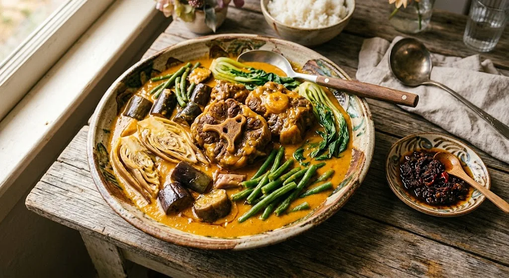 Kare-Kare Oxtail Stew — halal catering in Los Angeles · Carthage Kitchen