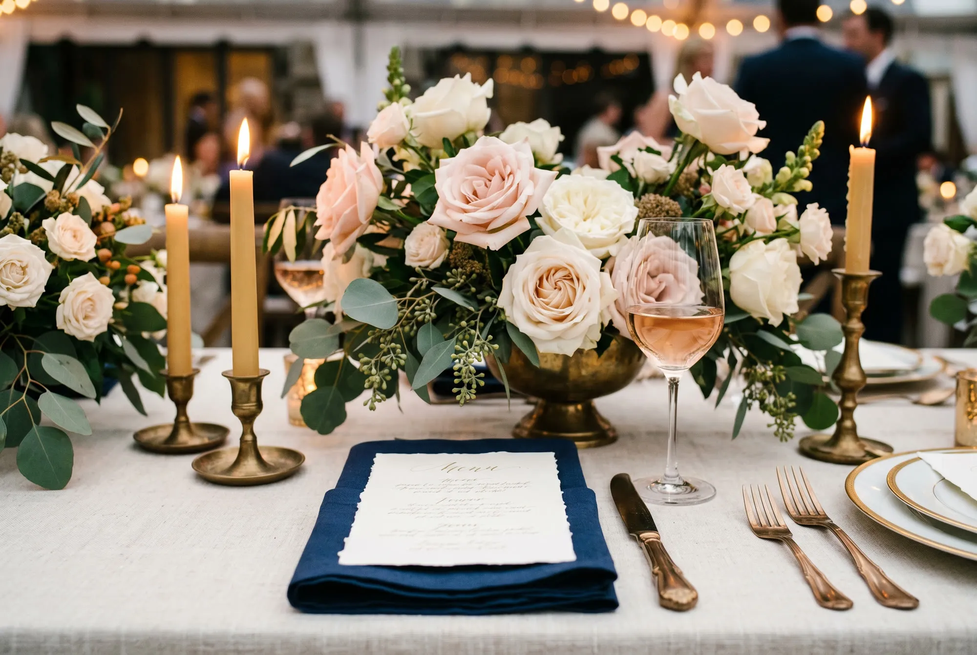 Wedding florals and place settings