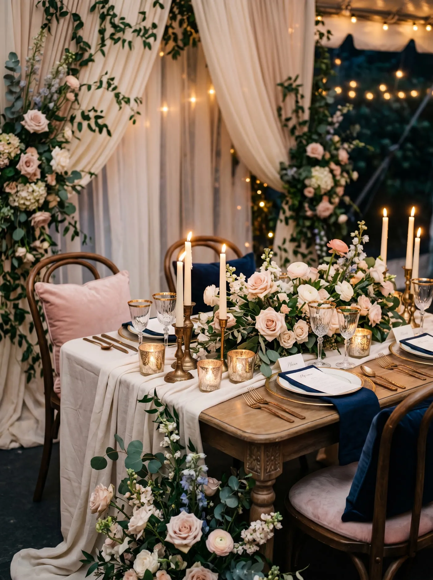 Sweetheart table with florals