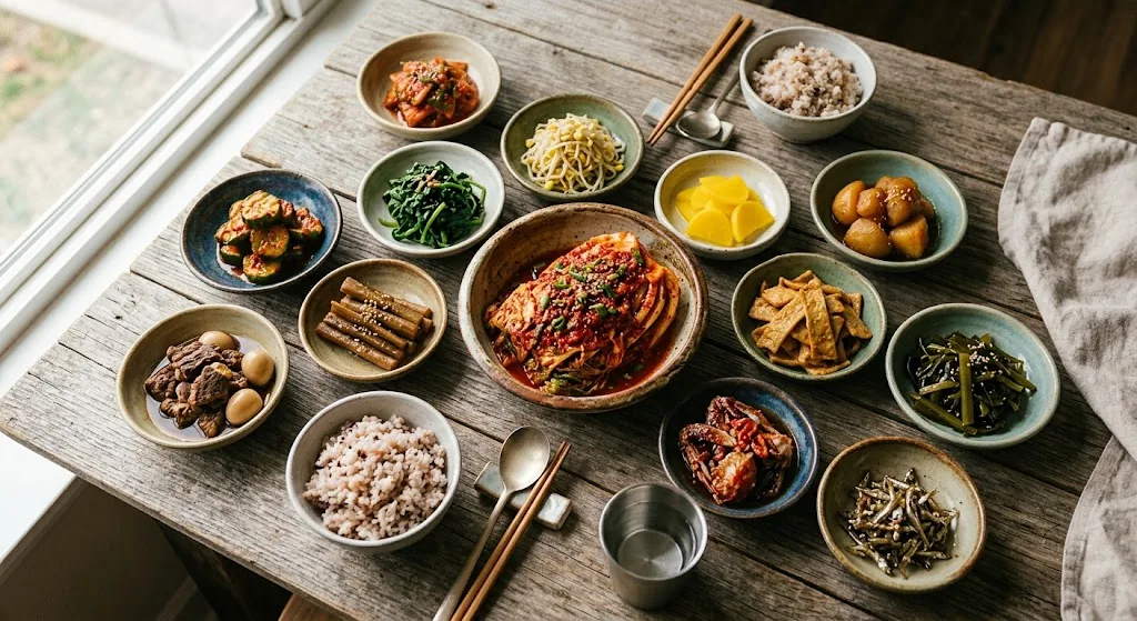 Kimchi & Banchan Spread — halal catering in Los Angeles · Carthage Kitchen
