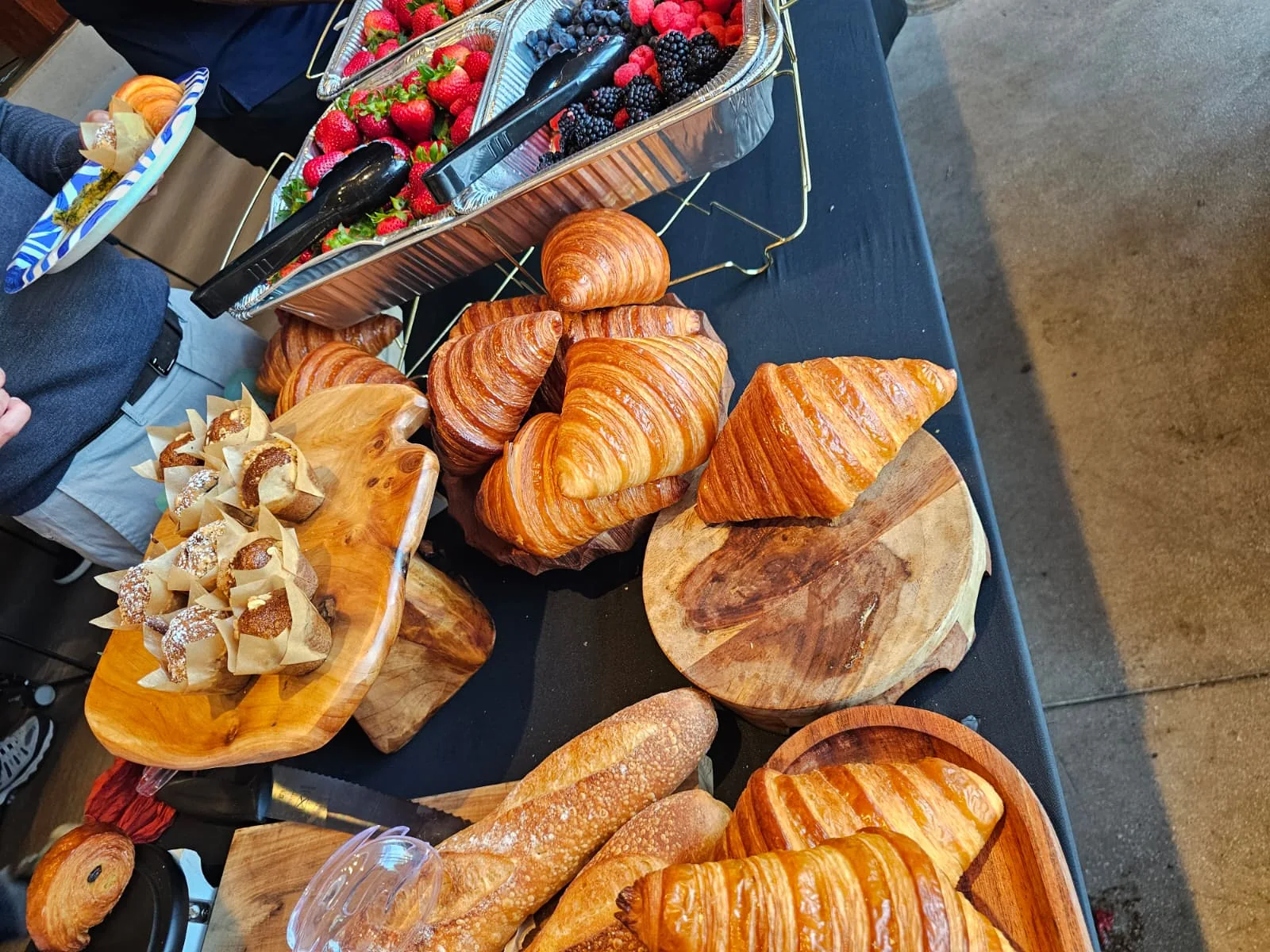 Artisanal croissants, muffins, pastries and fresh berry platters