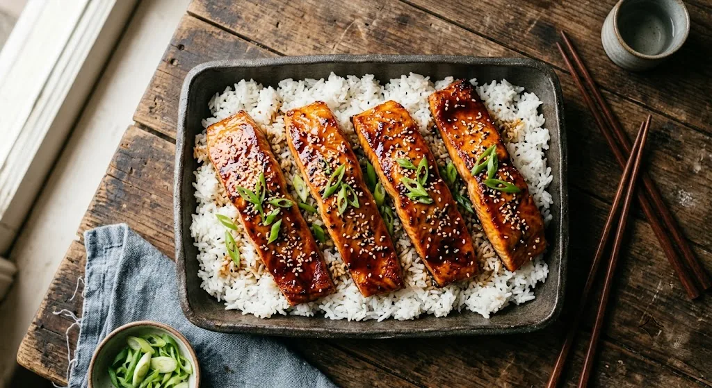 Salmon Teriyaki — halal catering in Los Angeles · Carthage Kitchen